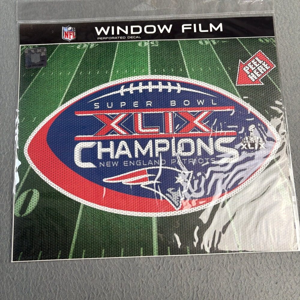 New England Patriots Super Bowl XLIX Champions NFL Window Film Decal 12x10